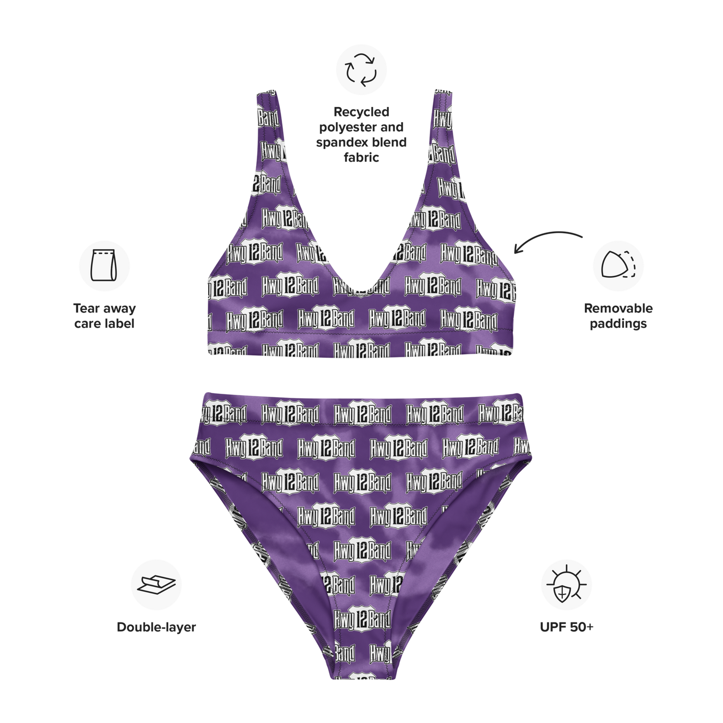 Hwy 12 Band Purple High-Wasted Bikini